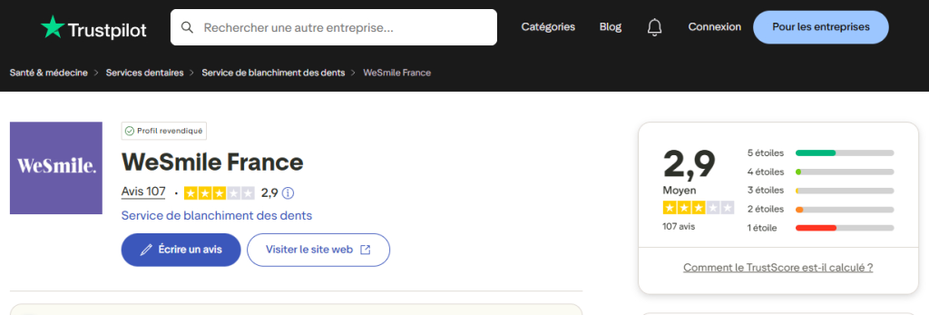 TRUSTPILOT - Avis ancien WESMILE
