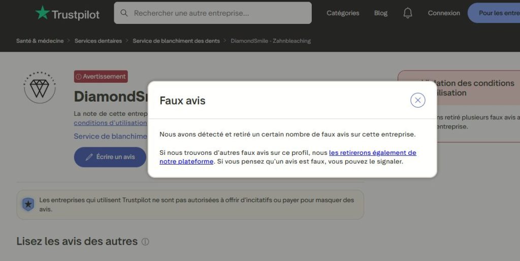 DIAMOND SMILE - Faux avis